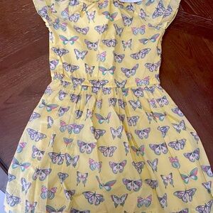 Gymboree Girls S 5-6 Yellow Butterfly Print Dress NWT
